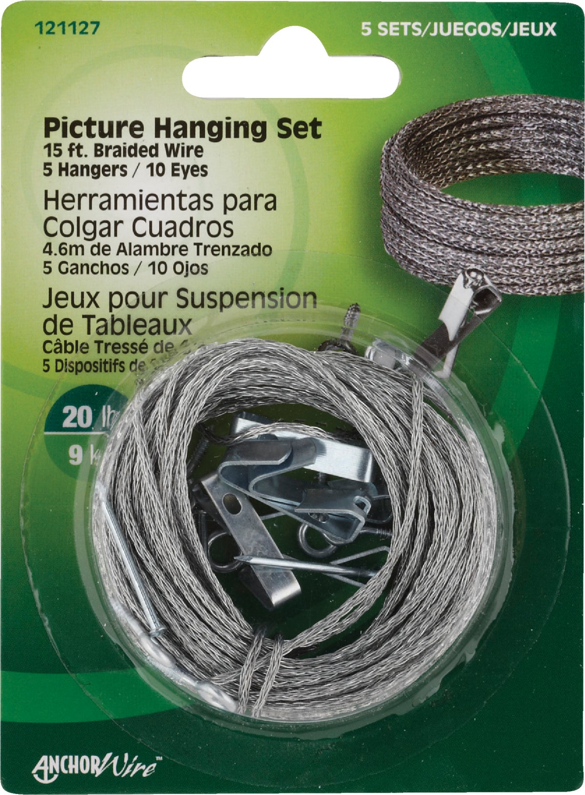 Hillman Anchor Wire 20 Lb. Capacity Picture Hanging Kit 20 Lb (Pack of 10)