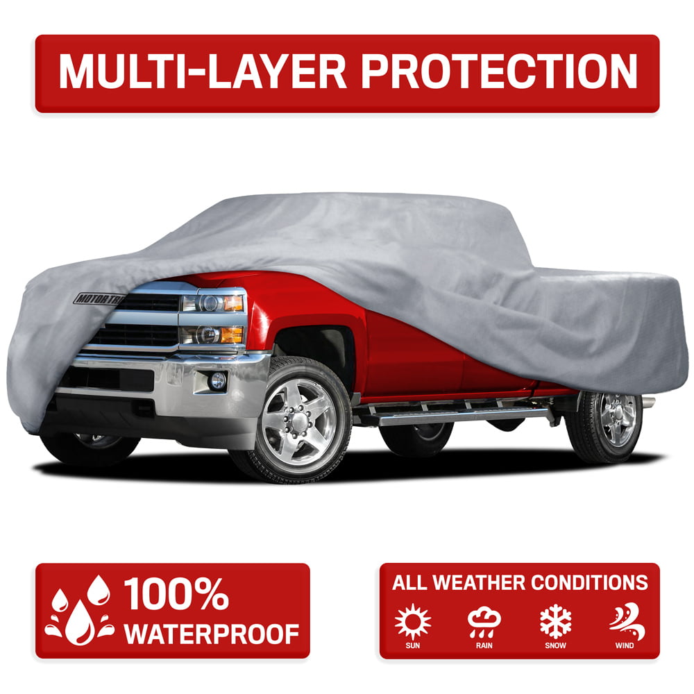 BDK Motor Trend Four Season Waterproof Outdoor Truck Cover for Heavy Duty Use - 4 Layers Snow， Water， Sun ， UV Protection