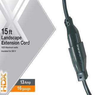 HDX 15 ft. 163 IndoorOutdoor Landscape Extension Cord Green SJTW16315GN