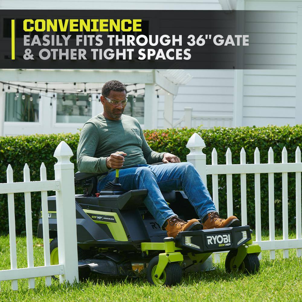 RYOBI 80V HP Brushless 30 in. Battery Electric Cordless Zero Turn Riding Mower with (2) 80V 10 Ah Batteries and Charger RYRM8010