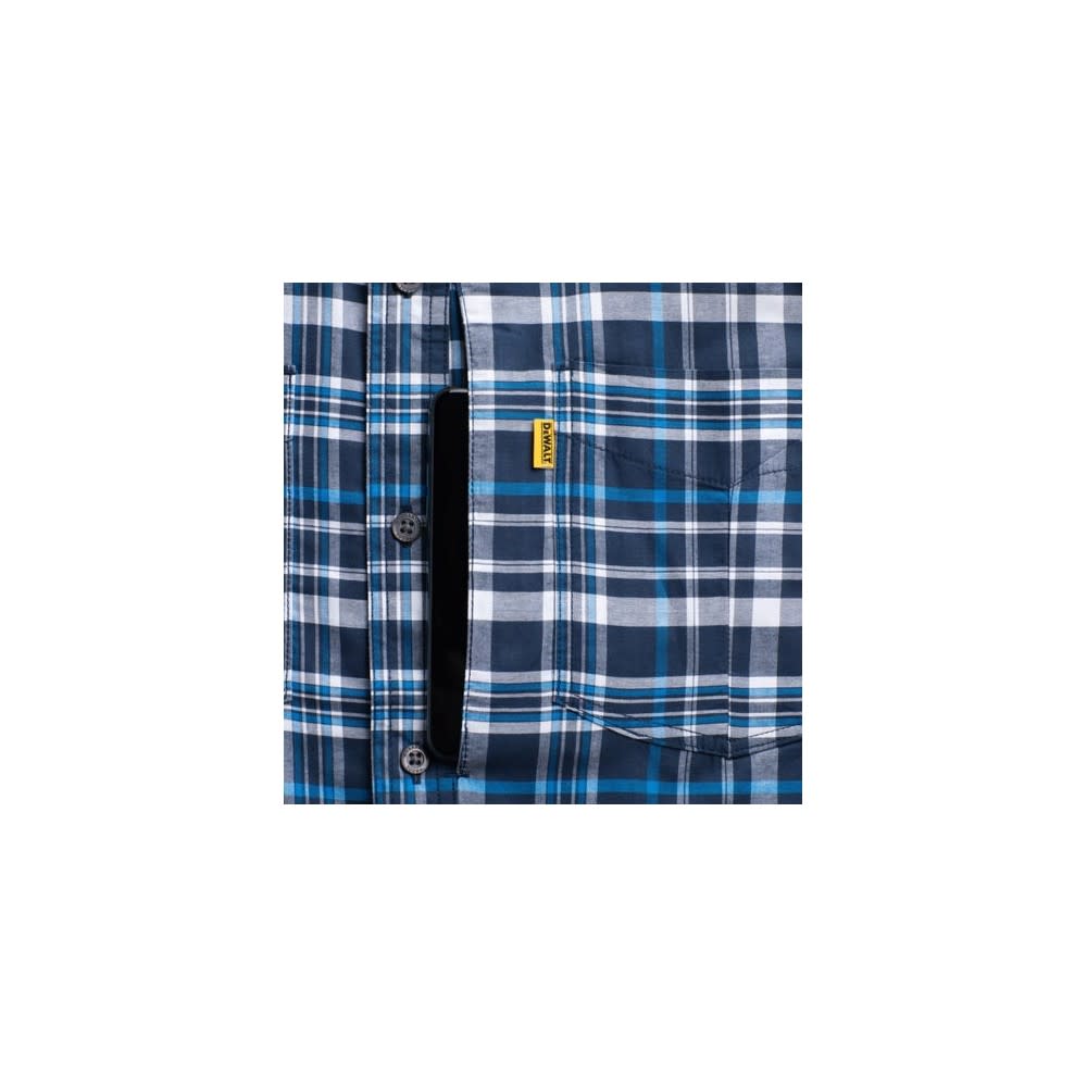 DEWALT  Austin Plaid Prostretch Work Shirt Royal Blue 3X ;