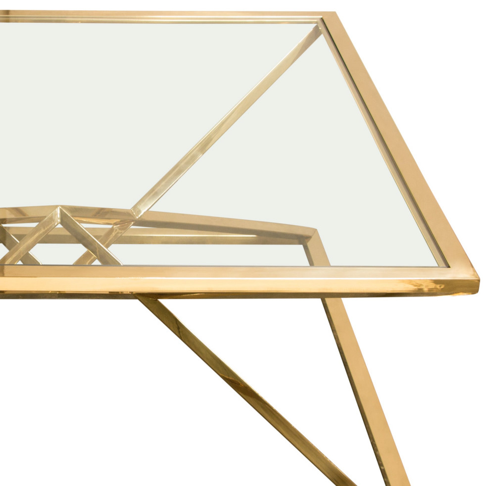 Aria Square Cocktail Table With Metal Base  Gold   Contemporary   Coffee Tables   by clickhere2shop  Houzz