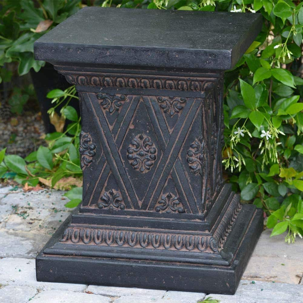 MPG 18 in. H Aged Charcoal Cast Stone Fiberglass Pedestal PF6652AC