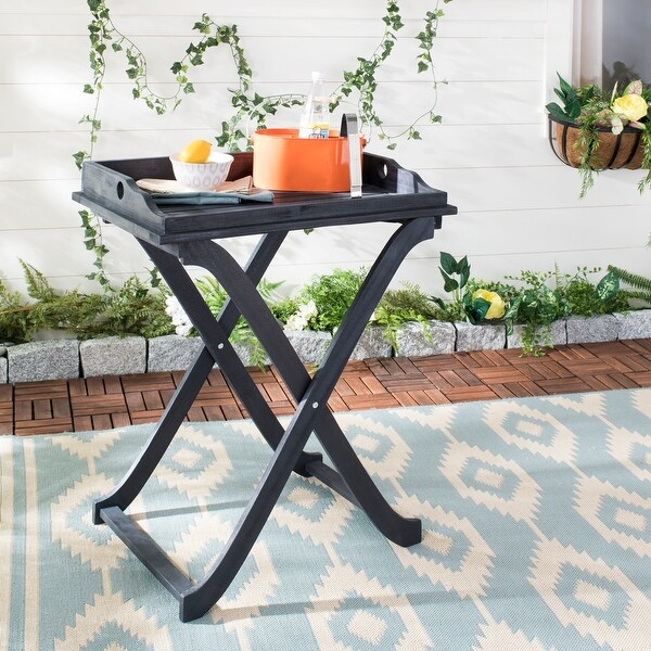 SAFAVIEH Covina Dark Slate Grey Tray Table