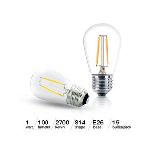 Brightech 1-Watt S14 Dimmable Energy-Saving E26 Base Vintage Edison LED Edison Light Bulbs Soft White 2700K (15-Pack) X5-S3NM-WJY5