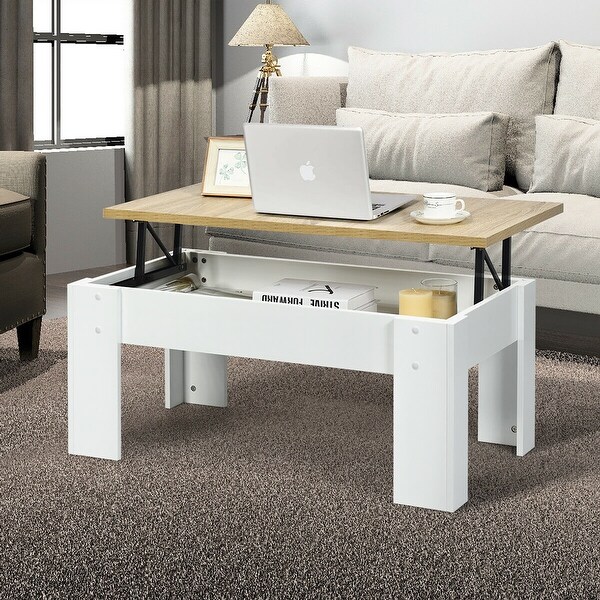 Costway Lift Top Coffee Table Pop-UP Cocktail Table w/Hidden - See Details