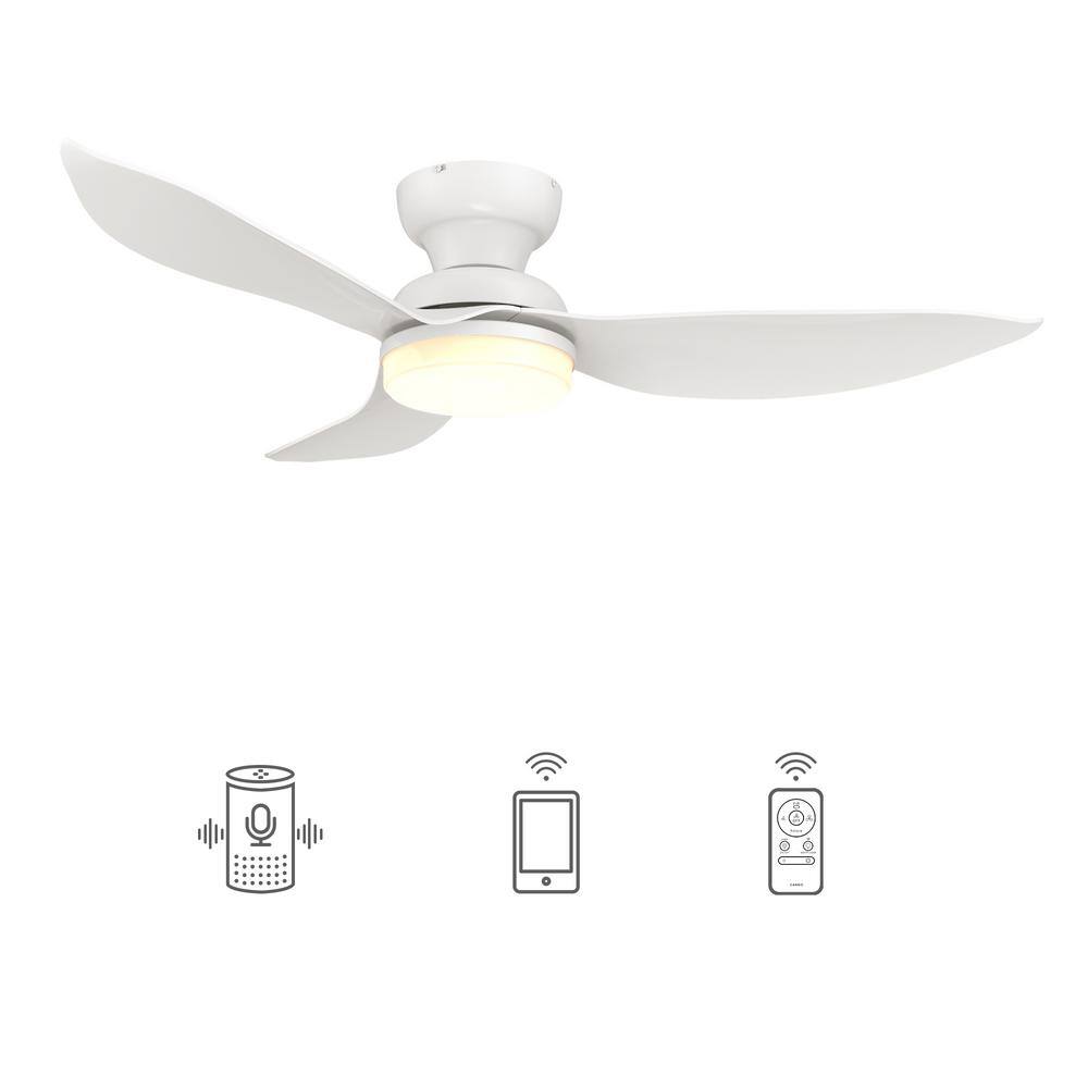 CARRO Daisy 45 in. Dimmable LED IndoorOutdoor White Smart Ceiling Fan with Light and Remote Works with AlexaGoogle Home HS453V1-L12-W1-1-FM