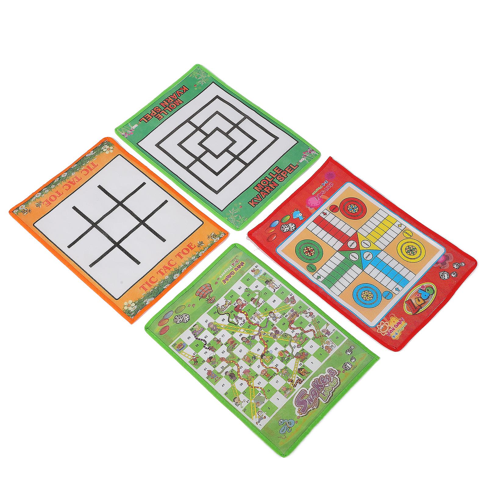 Snake And Ladder Kids Nine Men's Morris Portable Flying Chess Ludo Board For Family Game 4 In 1 Set