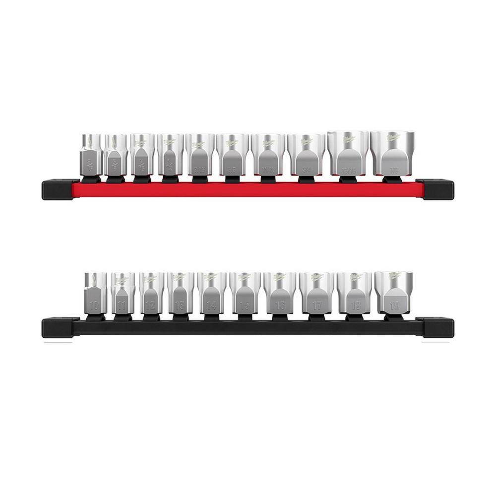 MW 38 in. SAE and Metric Low Profile 6-Point Sockets with FOUR FLAT Sides (20-Piece) 48-22-9403-48-22-9503