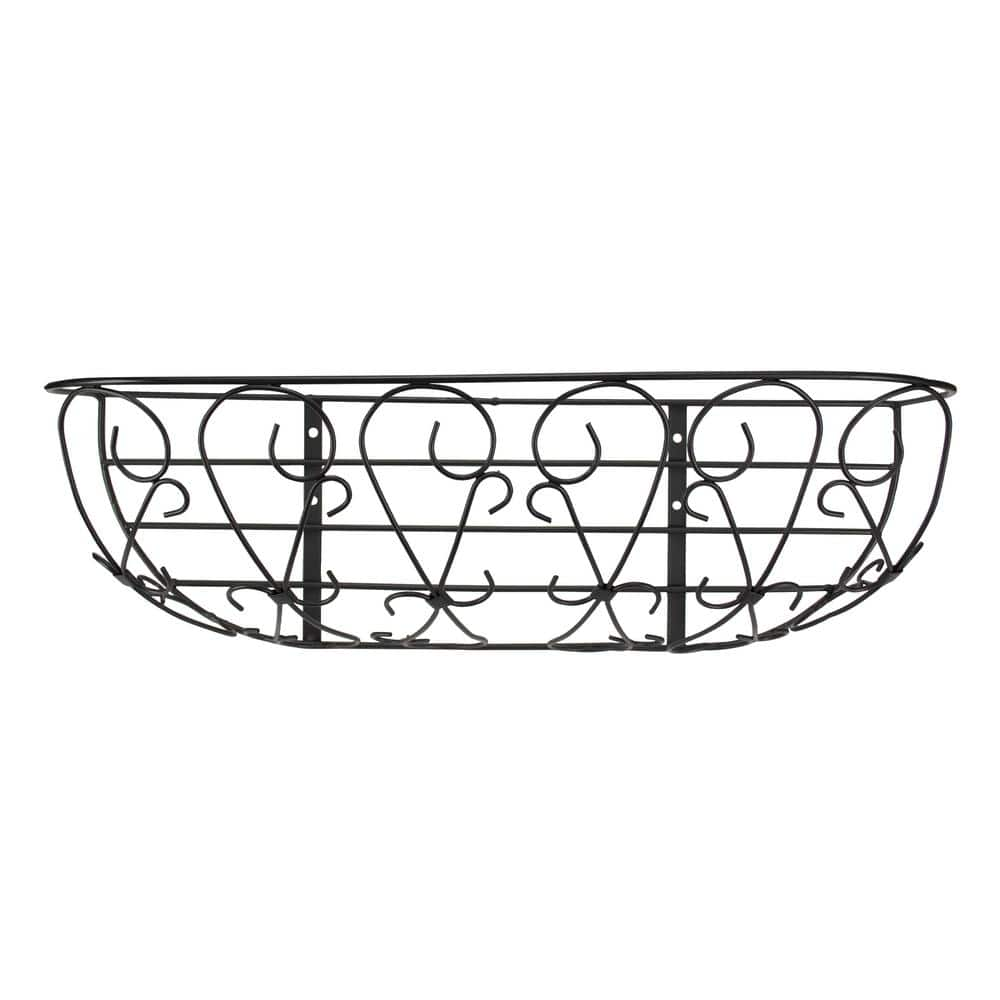 Gilbert and Bennett 24 in. Painted Metal Filigree Trough Planter with Coco Basket HTRFG24