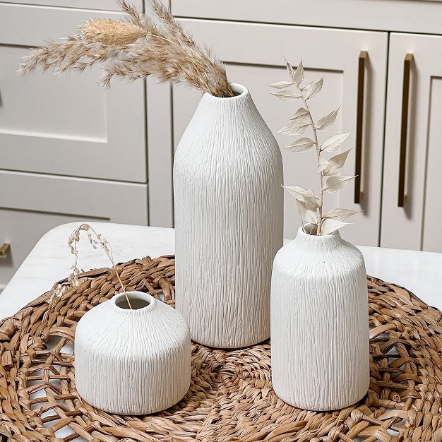 Shopsmaniay Ceramic Bud Vase White set Of 3