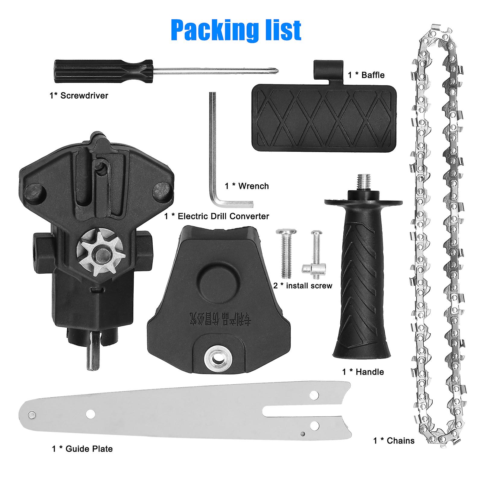 6 Inch Electric Drill Modified To Electric Chainsaw Tool Attachment Electric Chainsaws Accessory Practical Modification Tool Set Woodworking Cutting T