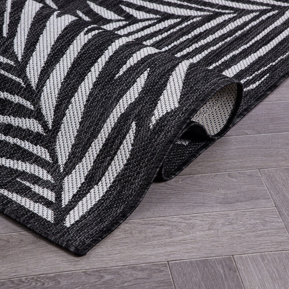 World Rug Gallery Contemporary Palm Leaf Textured Flat Weave Indoor/Outdoor Area Rug