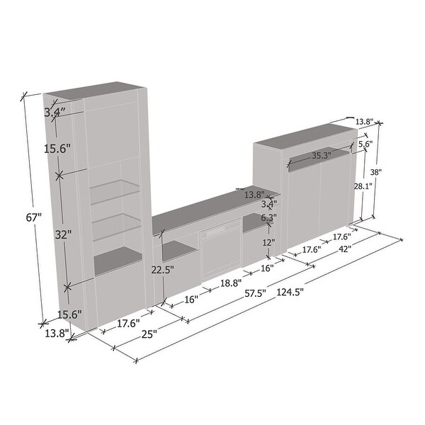 Milano Set 145EF-BK-2D Electric Fireplace Modern Wall Unit Entertainment Center