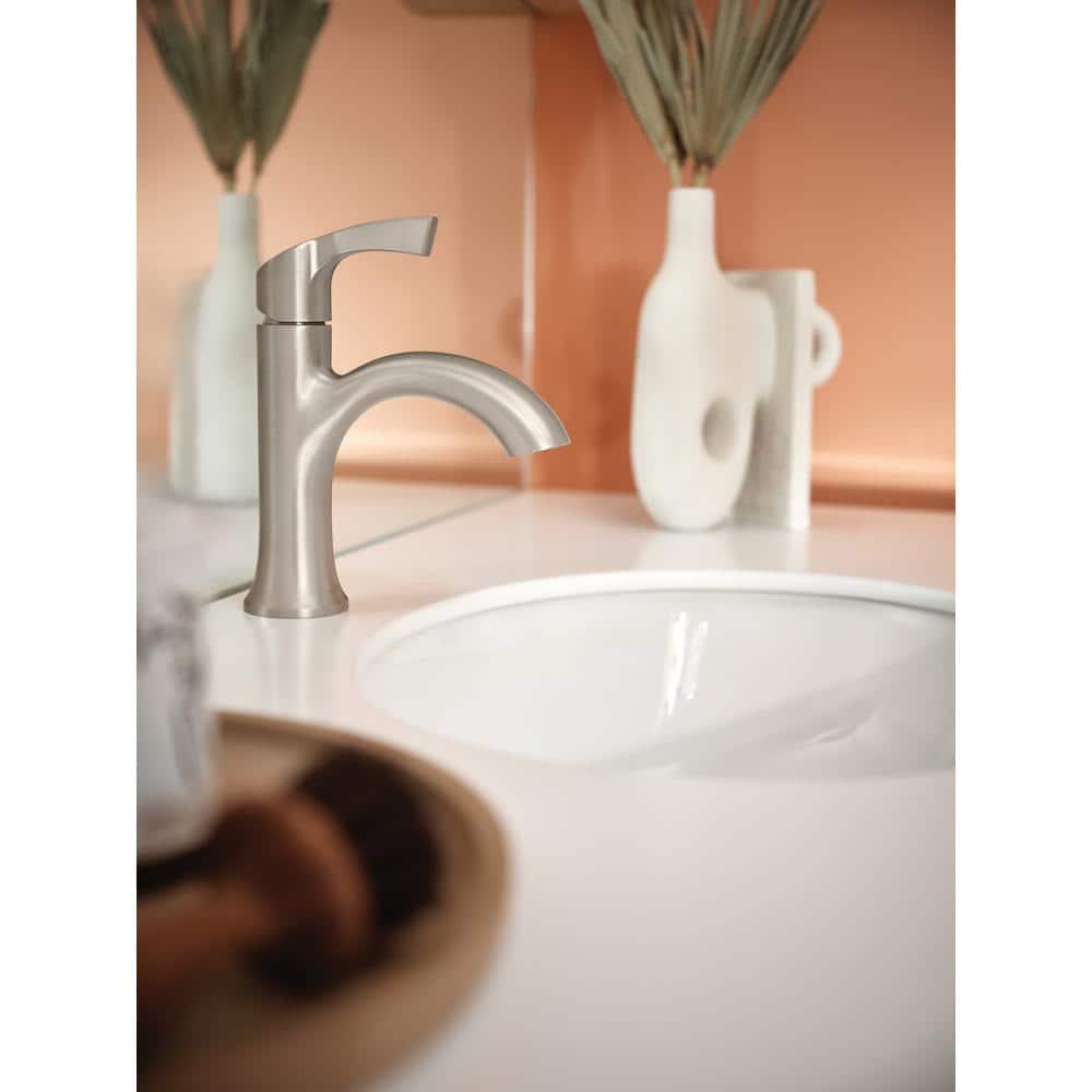 MOEN Korek Single Hole SingleHandle Bathroom Faucet with Deck Plate Included in Brushed Nickel