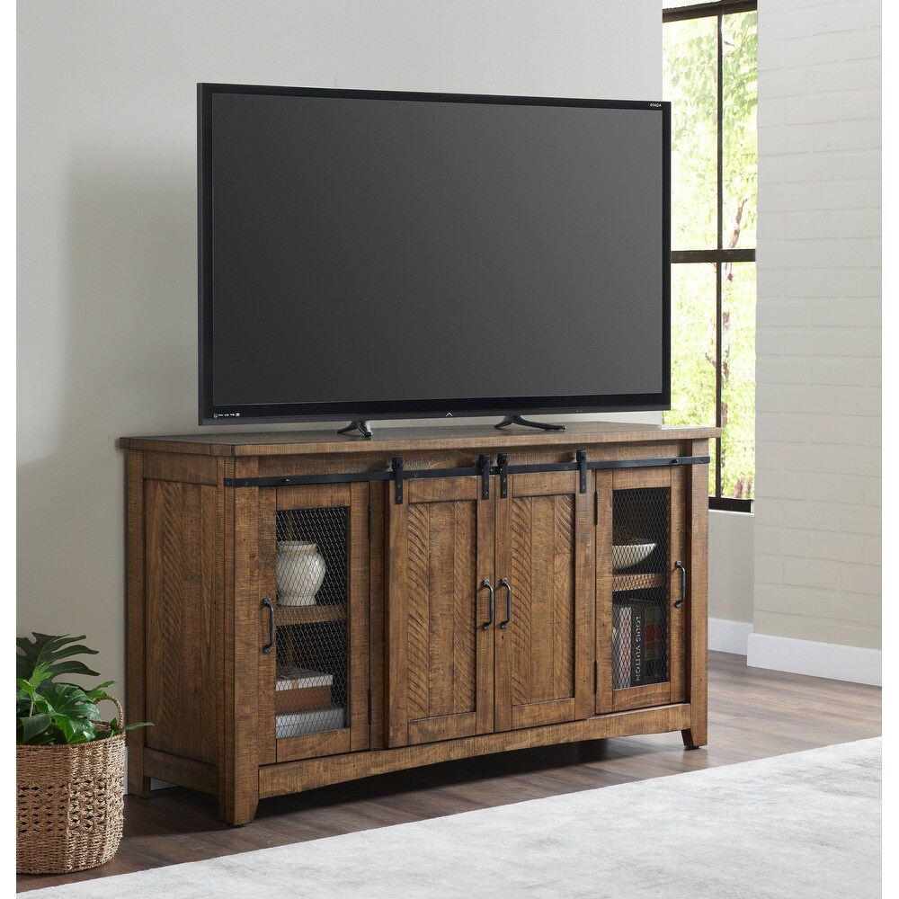 Rustic Farmhouse 65 Inch Wide Solid Wood TV Stand