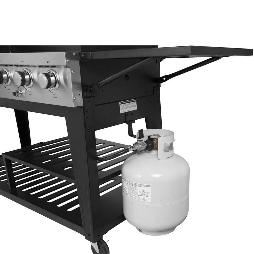 Royal Gourmet 8Burner Event Propane Gas Grill in Black with 2 Folding Side Tables with Cover