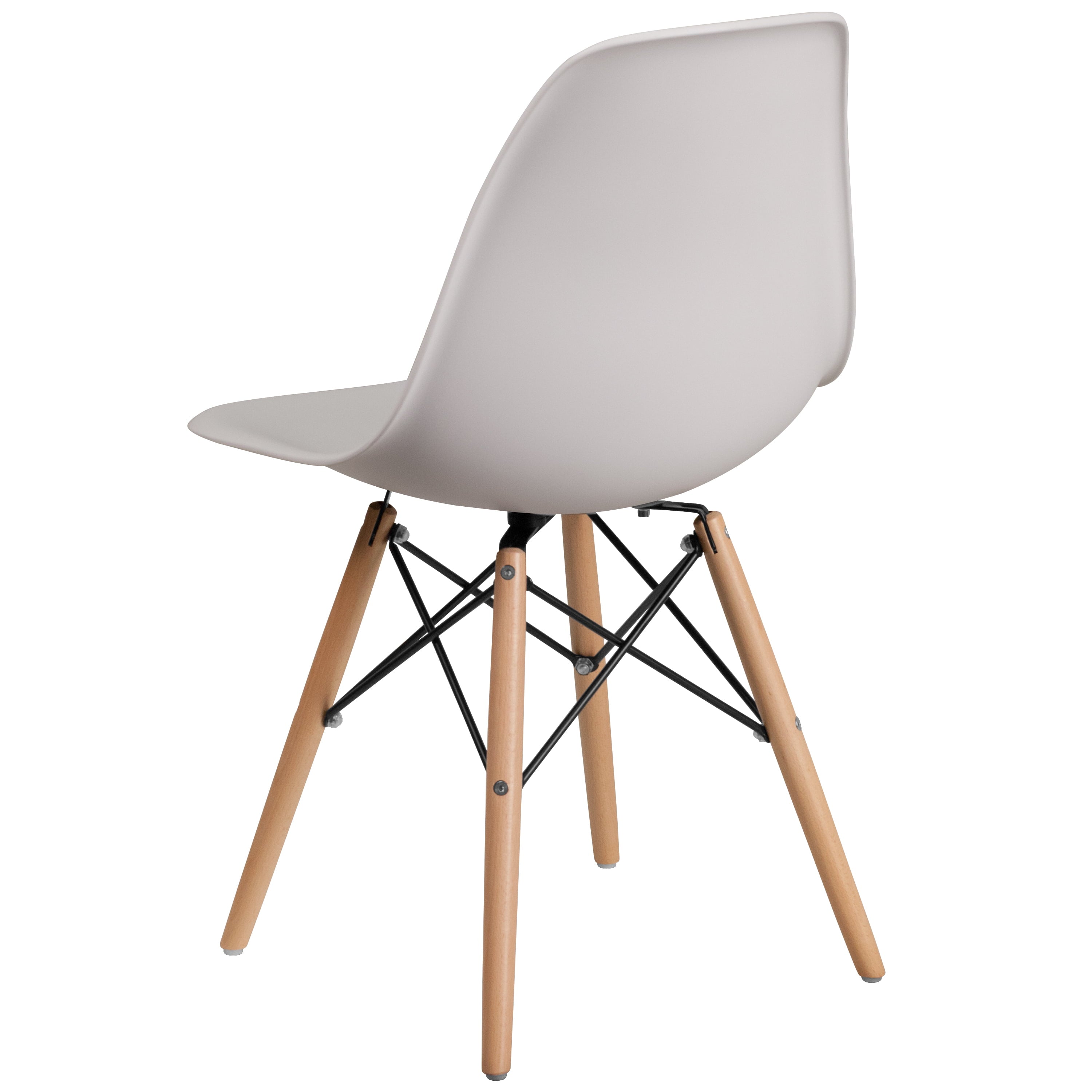 Emma + Oliver White Plastic Chair with Wooden Legs