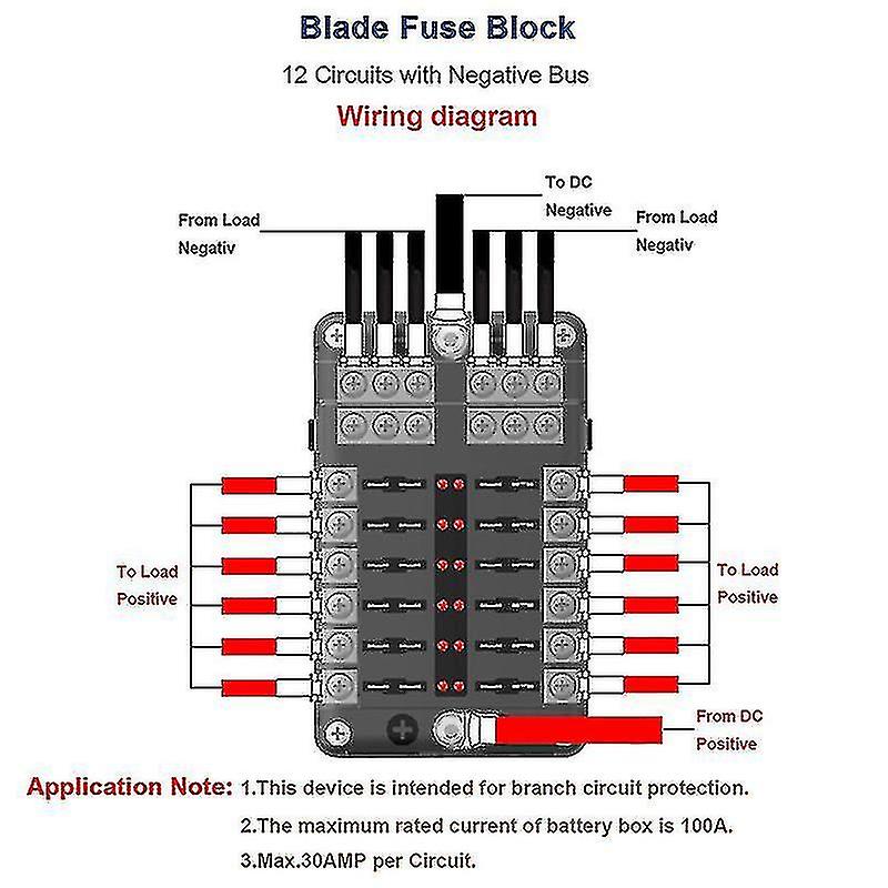 12-way 1-input Fuseholder Ato Fuse Box Holder With Led Indicator Board Waterproof Protective Cover F