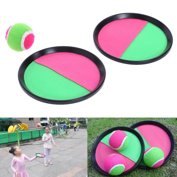 Throw & Catch Tennis Ball Fun Game Set Beach Garden Play (Assorted Colors)