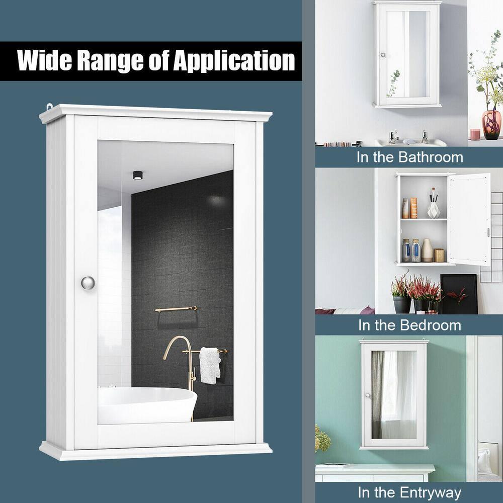 CASAINC 135 in W Surface Wall Mount Bathroom Wall Cabinet with Single Mirror Door in White