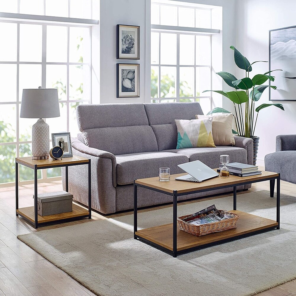 Caffoz Tall Center Table Coffee Table with Storage Shelf