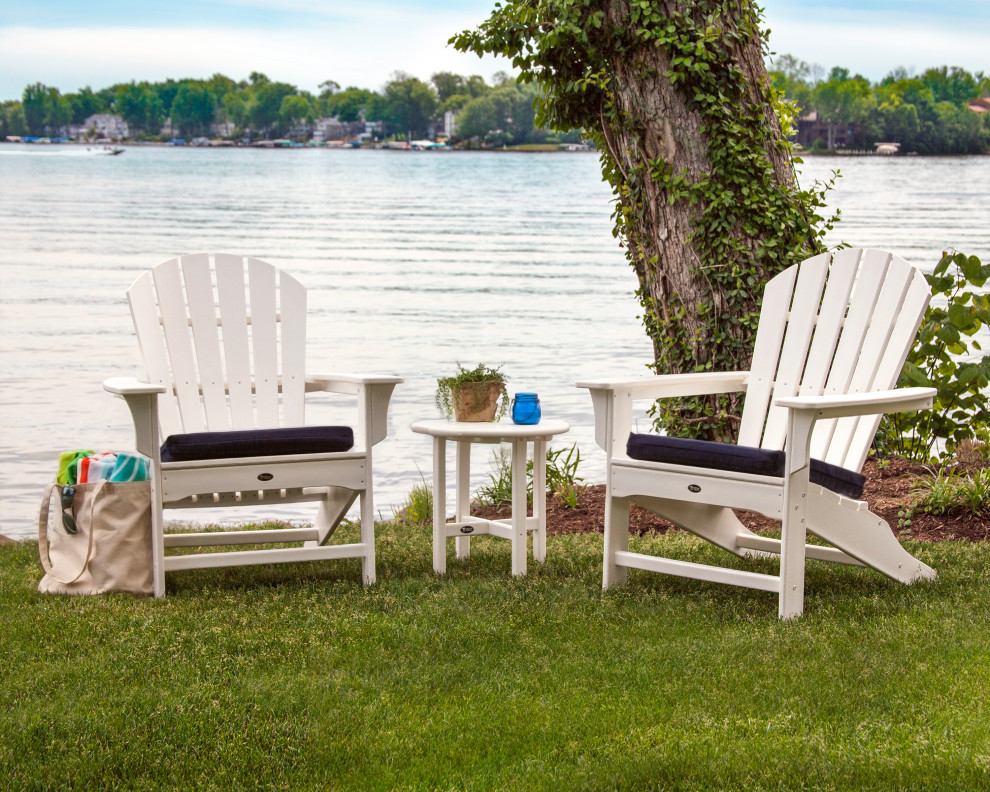 Cape Cod Shellback 3 Piece Adirondack Set   Beach Style   Outdoor Lounge Sets   by POLYWOOD  Houzz