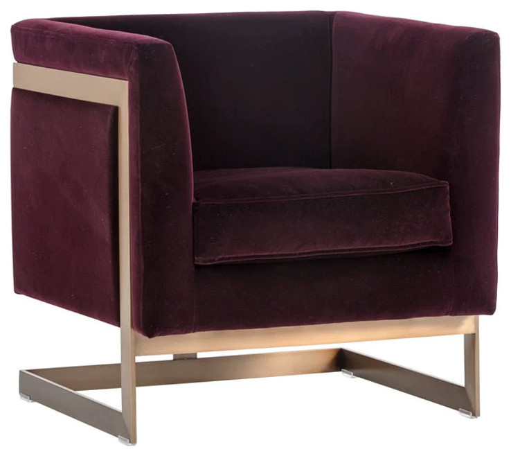 Quenby Armchair  Antique Brass  Giotto Cabernet   Contemporary   Armchairs And Accent Chairs   by Love Sofa  Houzz