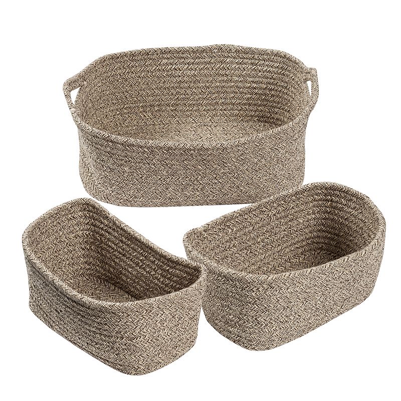 Honey-Can-Do Set of 3 Nesting Cotton Storage Baskets with Handles