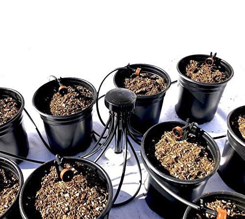 12 Plant Drip Grow Kit - Great Starter Hydroponics Irrigation Bubbler / Manifold Kit - Includes Tubing， Emitter Stakes， Manifold and Plugs - 1 GPH Flow Rate (Pots Sold Separately)