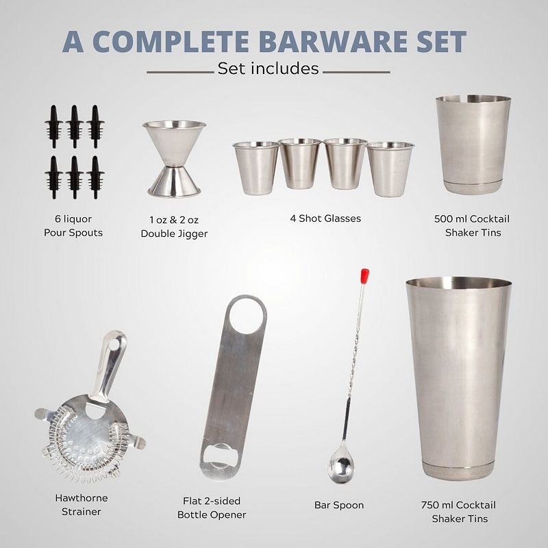 16 Piece Wine and Cocktail Essential Barware Mixing Tools Set