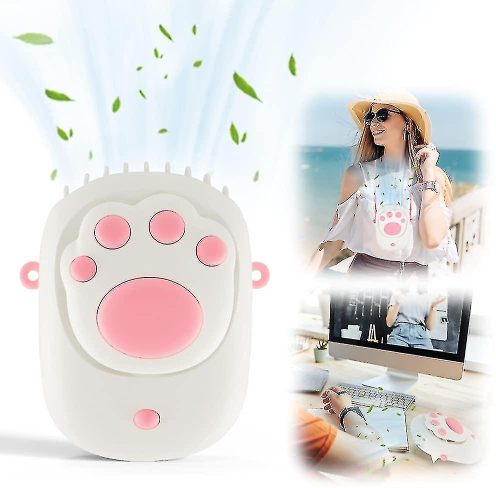 Portable Neck Fan， Usb Mini Fan， Handheld Fan， 3 Speeds Rechargeable Desk Fan For Travel/sports/camping/office Room(white)