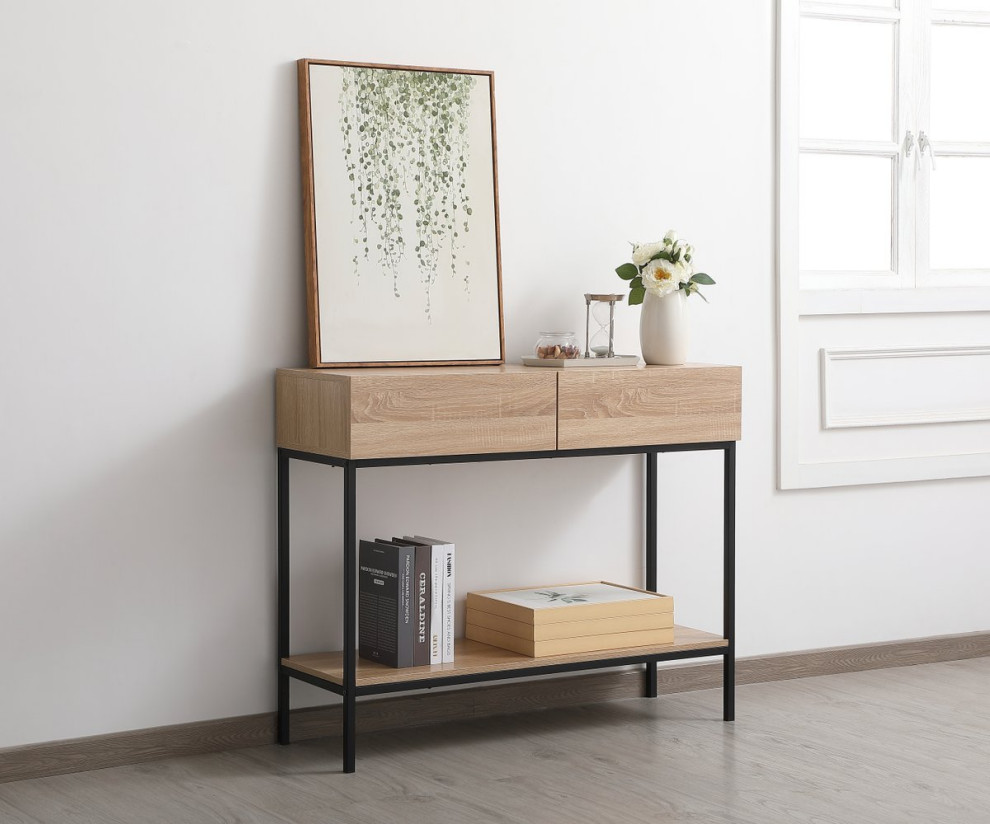 Edan 42 quotConsole Table  Mango Wood   Industrial   Console Tables   by Elegant Furniture  ampLighting  Houzz