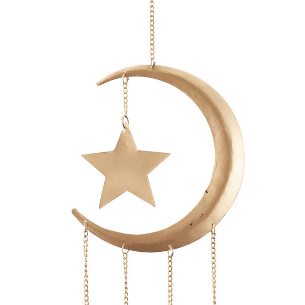 Iron Contemporary Moon And Star Windchime Gold blue orange Olivia amp May