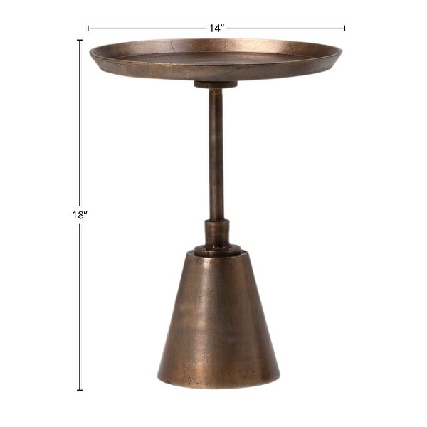 Blake Round Aluminum Oil Brass Finished Pedestal Base End Table