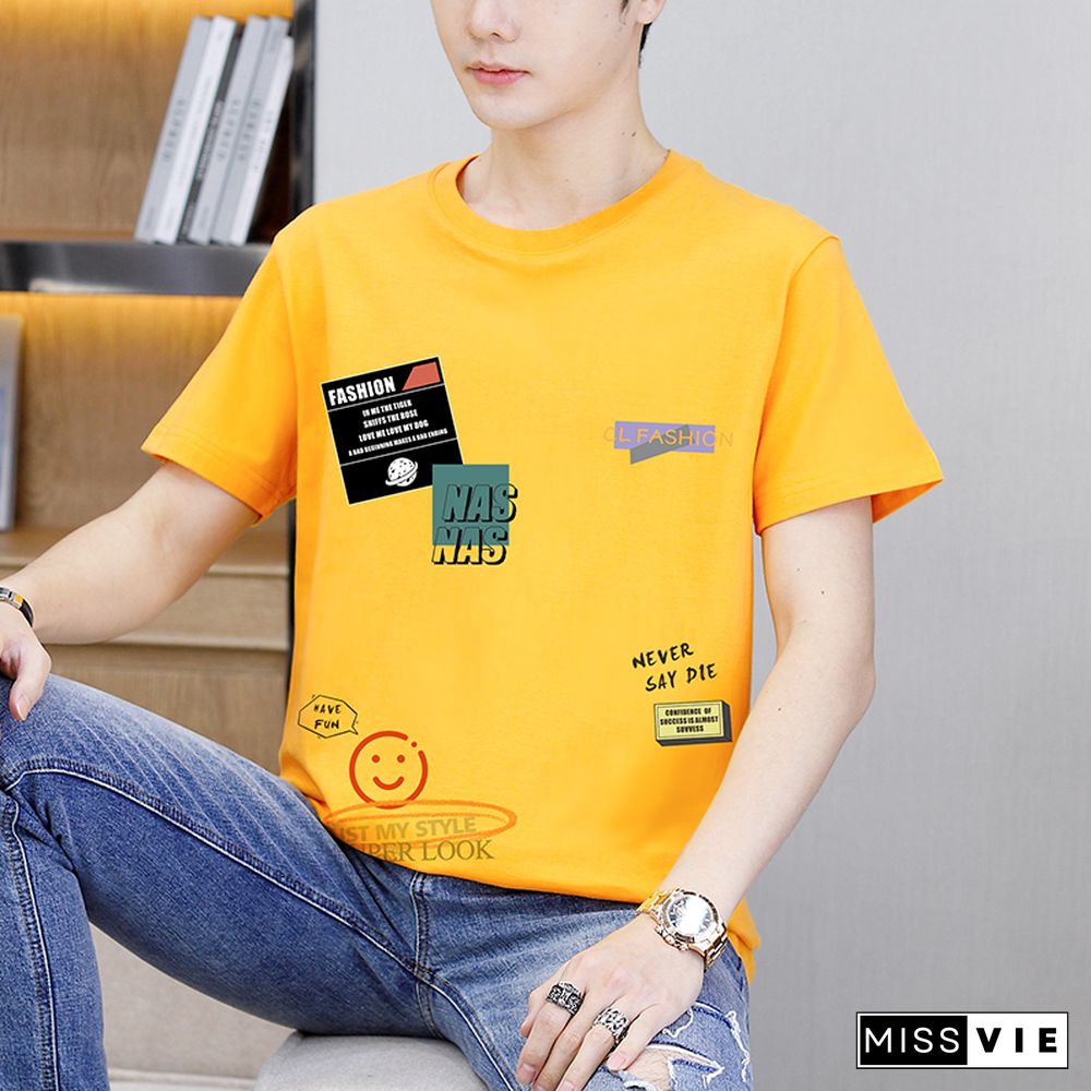 New Casual Summer 100% Cotton O-Neck T-Shirt Outwear Short Sleeve Tees Large Size M-4Xl Tshirt Youth Hip Hop Tops Clothing