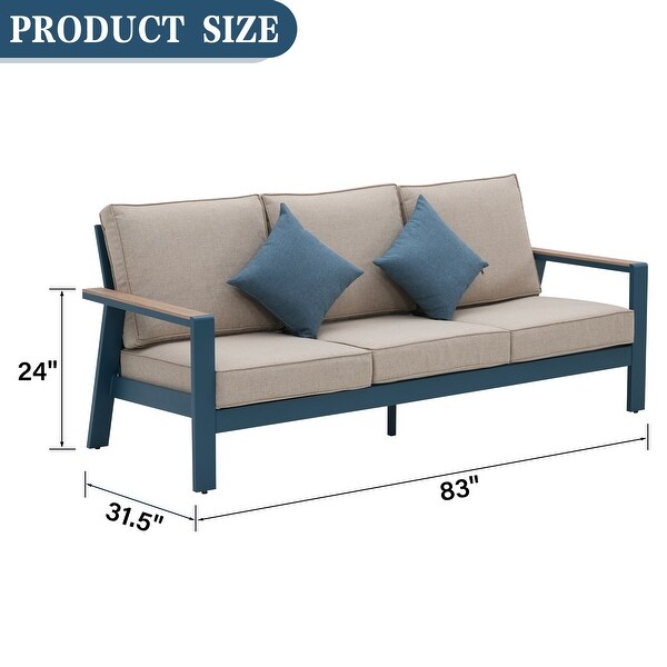 Zenova Aluminum Outdoor Sofa，Patio Sofa Sets，Patio Sectional Sofa Couch，Furniture Conversation Sets