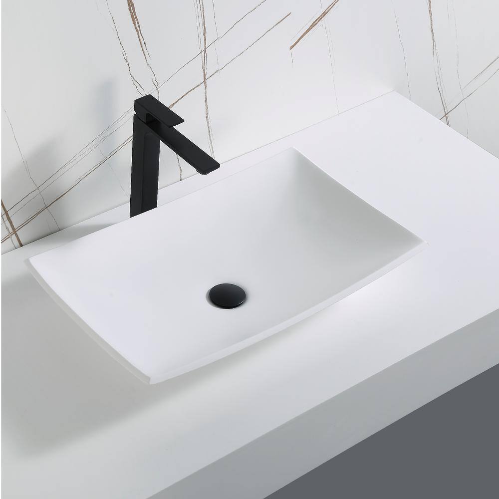 Karran Quattro 25 in. Matte White Acrylic Rectangular Vessel Sink QM170WH