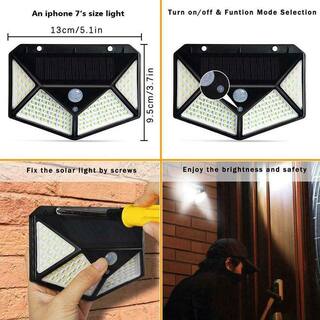 SOWAZ Upgraded 3.7-Watt 270-Degree Black Motion Activated Outdoor Integrated 100 LED Thin Wall Security Light (2-Pack) OSLX2