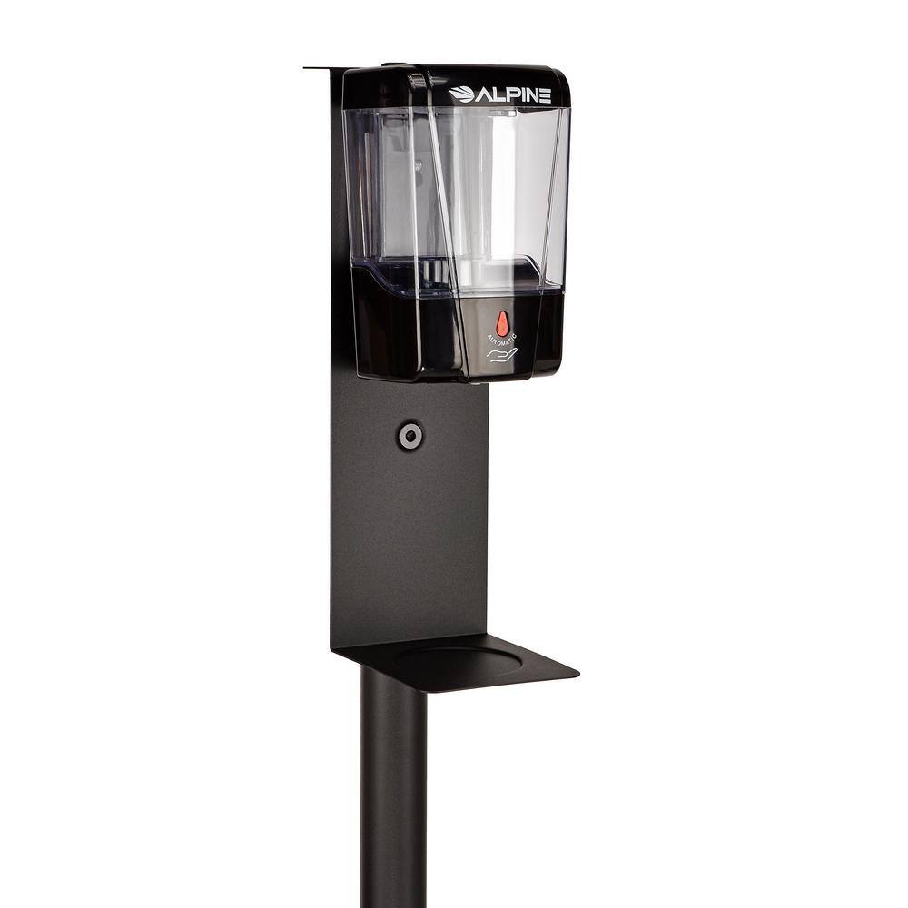 Alpine Industries 24 oz.. Automatic Gel Sanitizer Dispenser with Stand in Black (2-Pack) 432-1-BLK-S-2PK