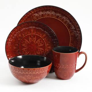 GIBSON elite Milanto 16-Piece Contemporary Red Stoneware Dinnerware Set (Service for 4) 985112057M