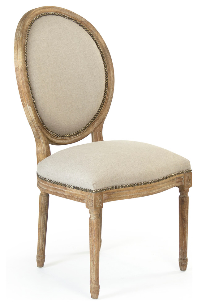 Medallion Side Chair  Natural Linen   French Country   Dining Chairs   by HedgeApple  Houzz