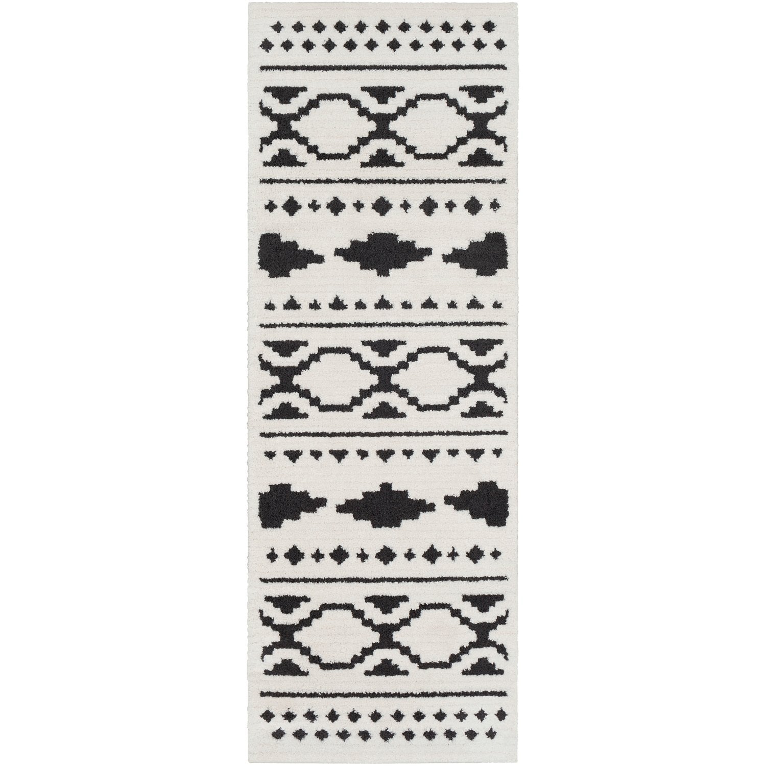 Moroccan Shag Rug in White & Black