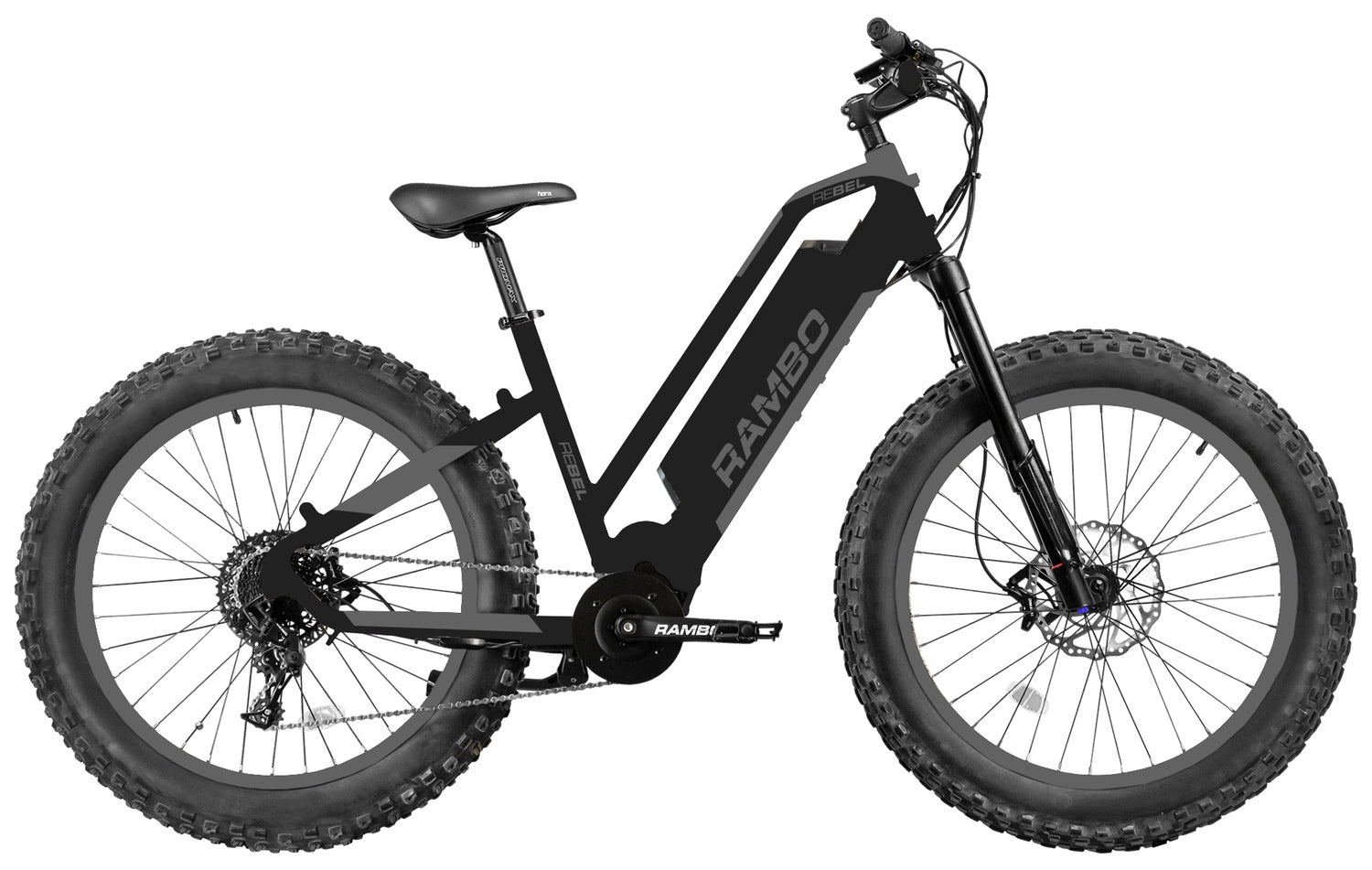 Rambo Rebel Step Thru 1000Watt Mid Drive Motor Fat Tire Electric Hunting Bike