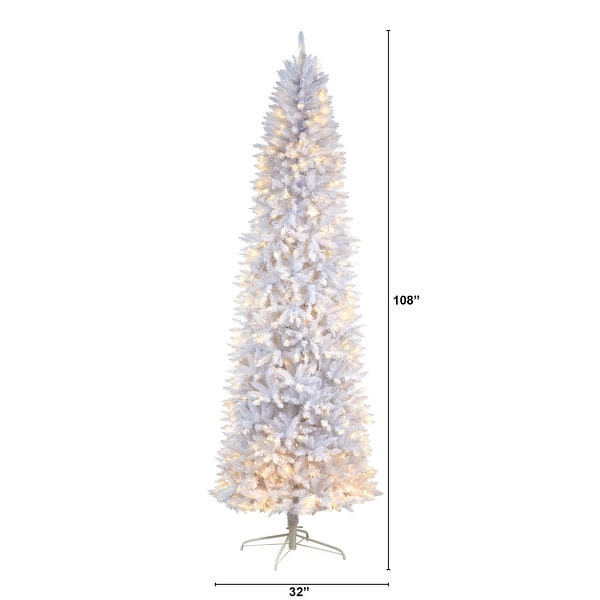 9' Slim White Christmas Tree with 600 Lights