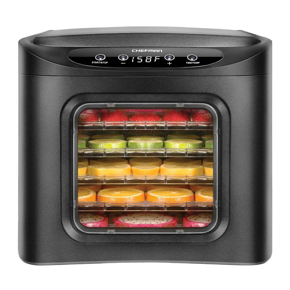 Chefman Black Food Dehydrator Machine Touch Screen Electric Multi-Tier Preserver Meat Beef Jerky Fruit Vegetable Dryer 6 Trays RJ43-SQ-6T