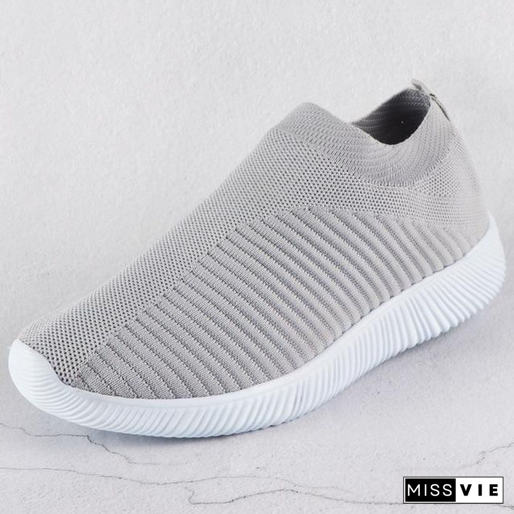 Women Sneakers Female knitted Vulcanized Shoes Casual Slip On Flats Ladies Sock Shoes