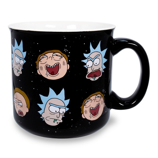 Silver Buffalo Rick And Morty Heads Allover Print Ceramic Camper Mug Holds 20 Ounces