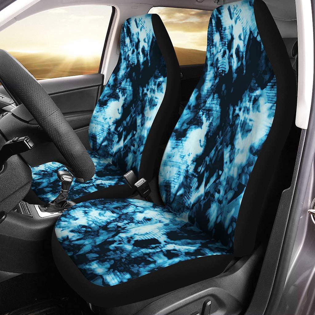 Set Of 2 Car Seat Covers Blue Tie Dye Universal Auto Front Seats Protector Fits For Car，suv Sedan，truck D---47346