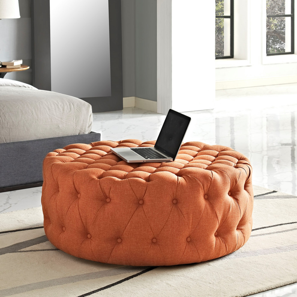 Button Tufted Ottoman  Round Circle Tufted Coffee Table Cocktail Ottoman   Contemporary   Footstools And Ottomans   by mod space furniture  Houzz